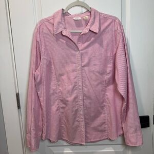 Riders by Lee Pink and White Striped Shirt size XL long sleeve button up